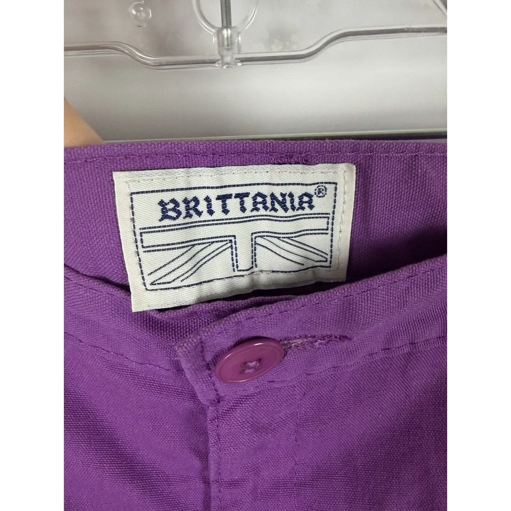 Britannia Vintage Purple High Rise Pleated Bermuda Shorts 27